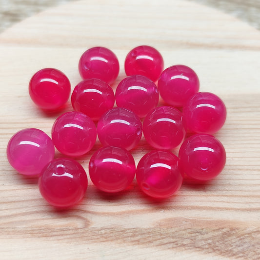 Agate rose – perles naturelles teintées 10 mm – lot de 15