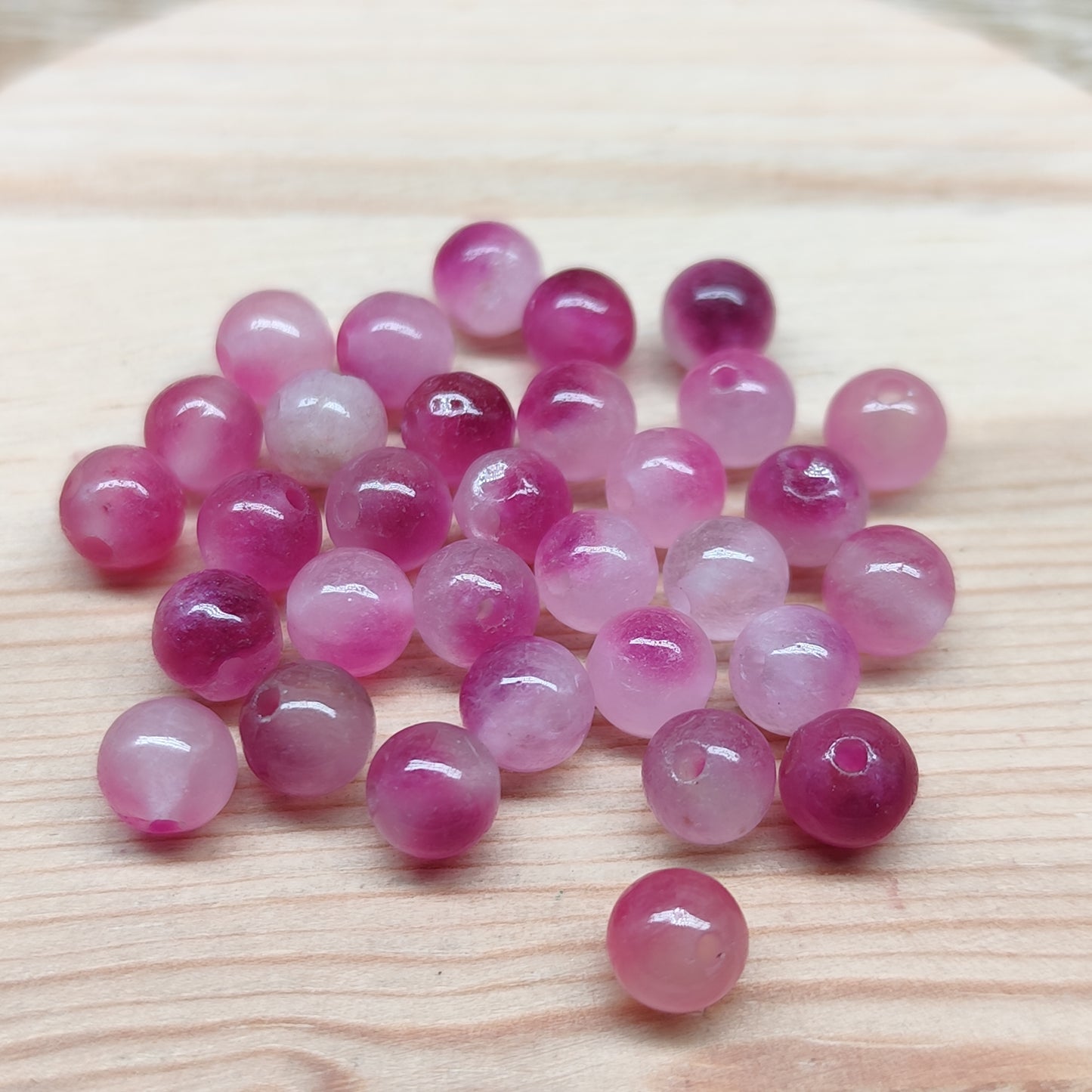 Calcédoine violette rosée – perles naturelles teintées 6 mm – lot de 30
