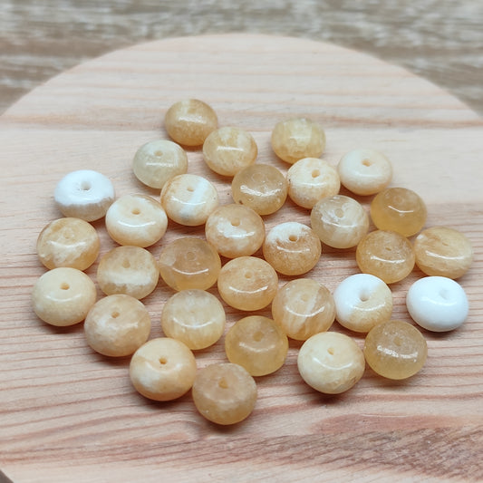 Calcite jaune forme donut – perles naturelles 8 mm – lot de 30