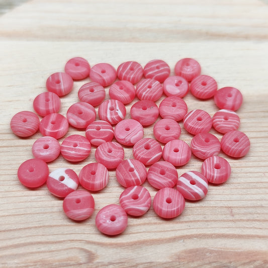 Agate forme donut plat – perles naturelles teintées 6 mm – lot de 40