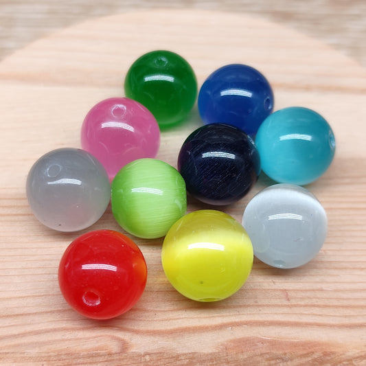 Perle œil de chat multicolore – perles synthétiques 13 mm – lot de 10
