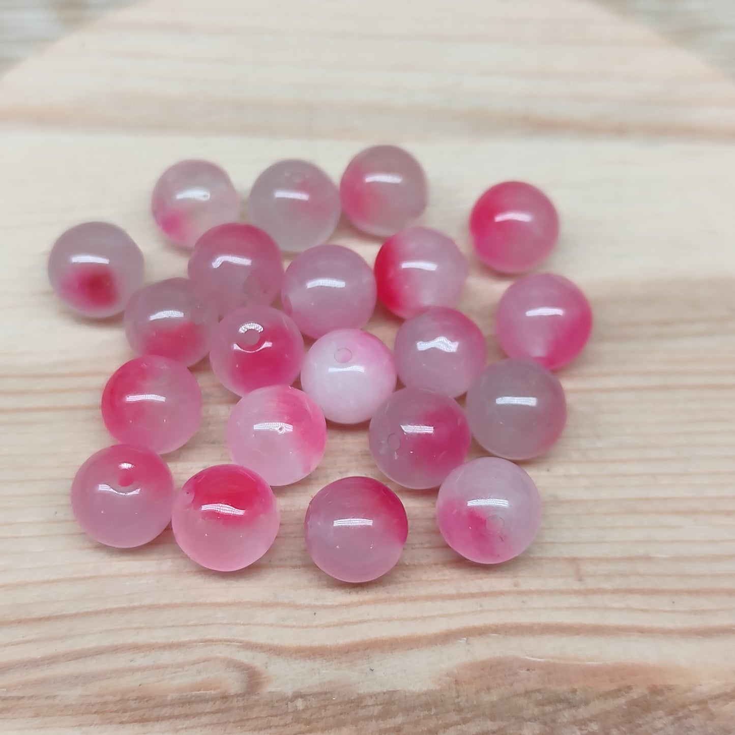 Calcédoine rose sakura – perles naturelles teintées 8 mm – lot de 20