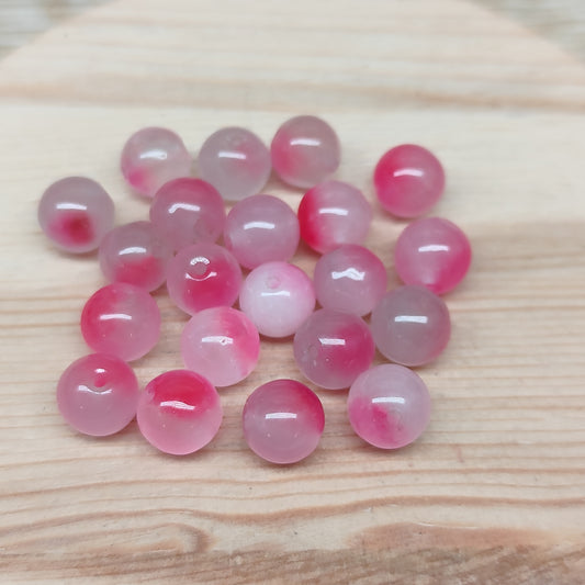 Calcédoine rose sakura – perles naturelles teintées 8 mm – lot de 20
