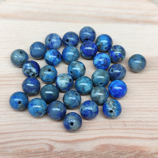 Lapis lazuli – perles naturelles 6,5 mm – lot de 30