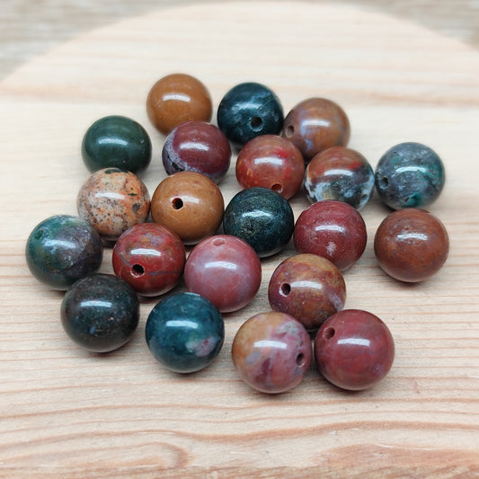 Jaspe océan – perles naturelles 8,5 mm – lot de 20