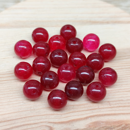 Calcédoine fuchsia rouge – perles naturelles teintées 8 mm – lot de 20