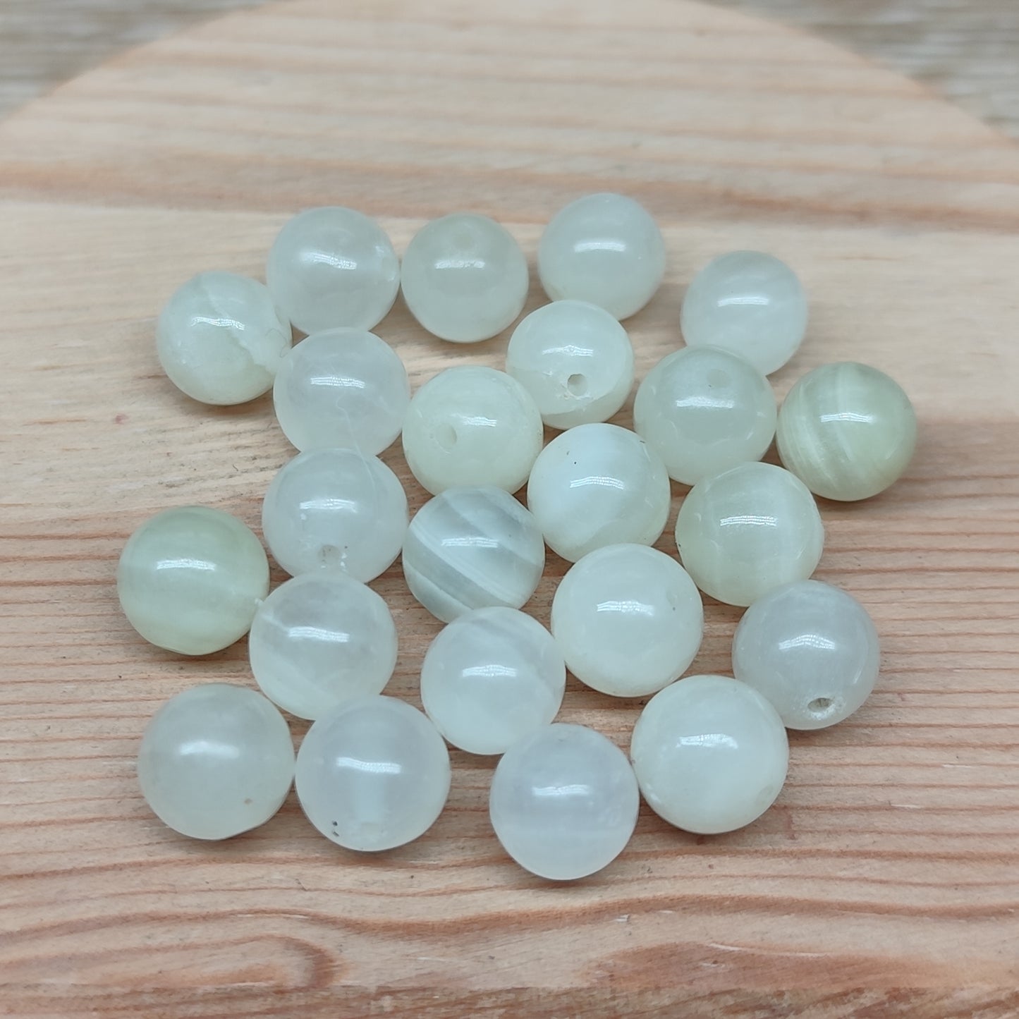 Calcite verte – perles naturelles 8 mm – lot de 20