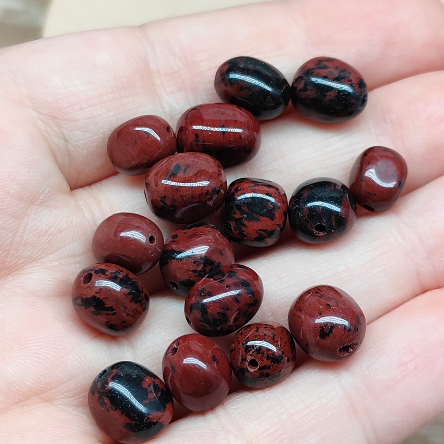 Obsidienne acajou – perles naturelles 7,5 mm – lot de 15