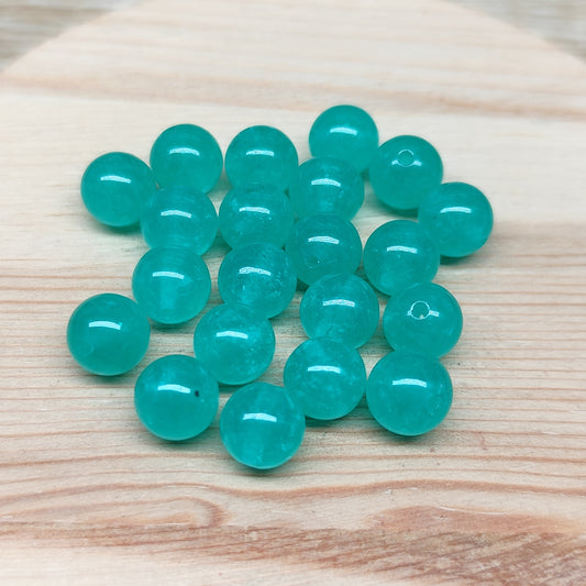 Calcédoine vert lagon – perles naturelles teintées 8 mm – lot de 20