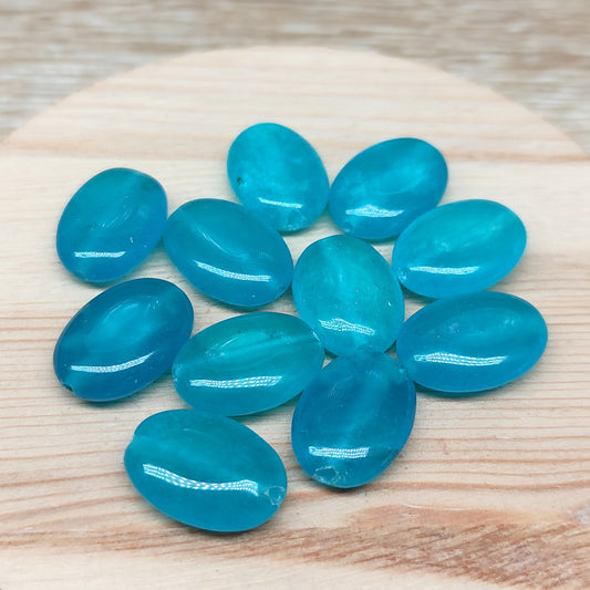 Quartzite bleu ovale – perles naturelles teintées 13 mm – lot de 10