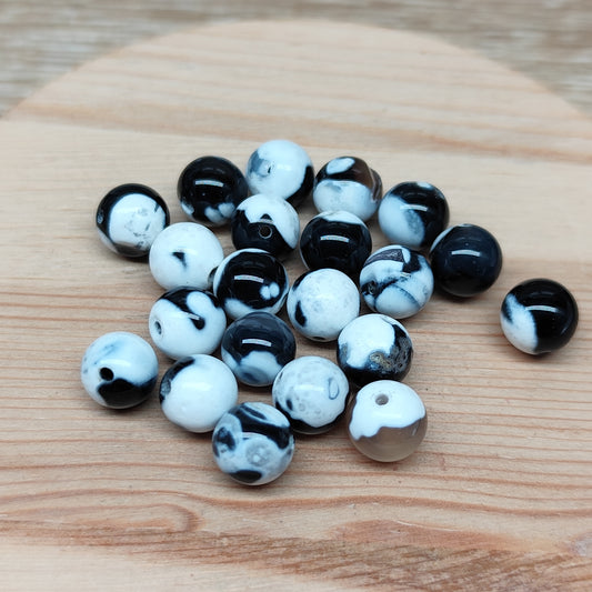 Agate orca noire – perles naturelles 8 mm – lot de 20