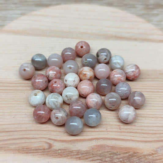 Pierre de lune – perles naturelles 6,5 mm – lot de 30