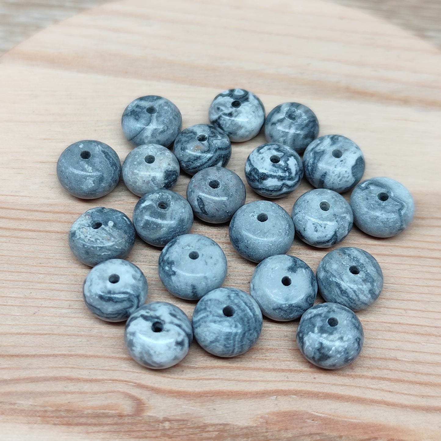 Jaspe picasso donuts – perles naturelles 8 mm – lot de 20