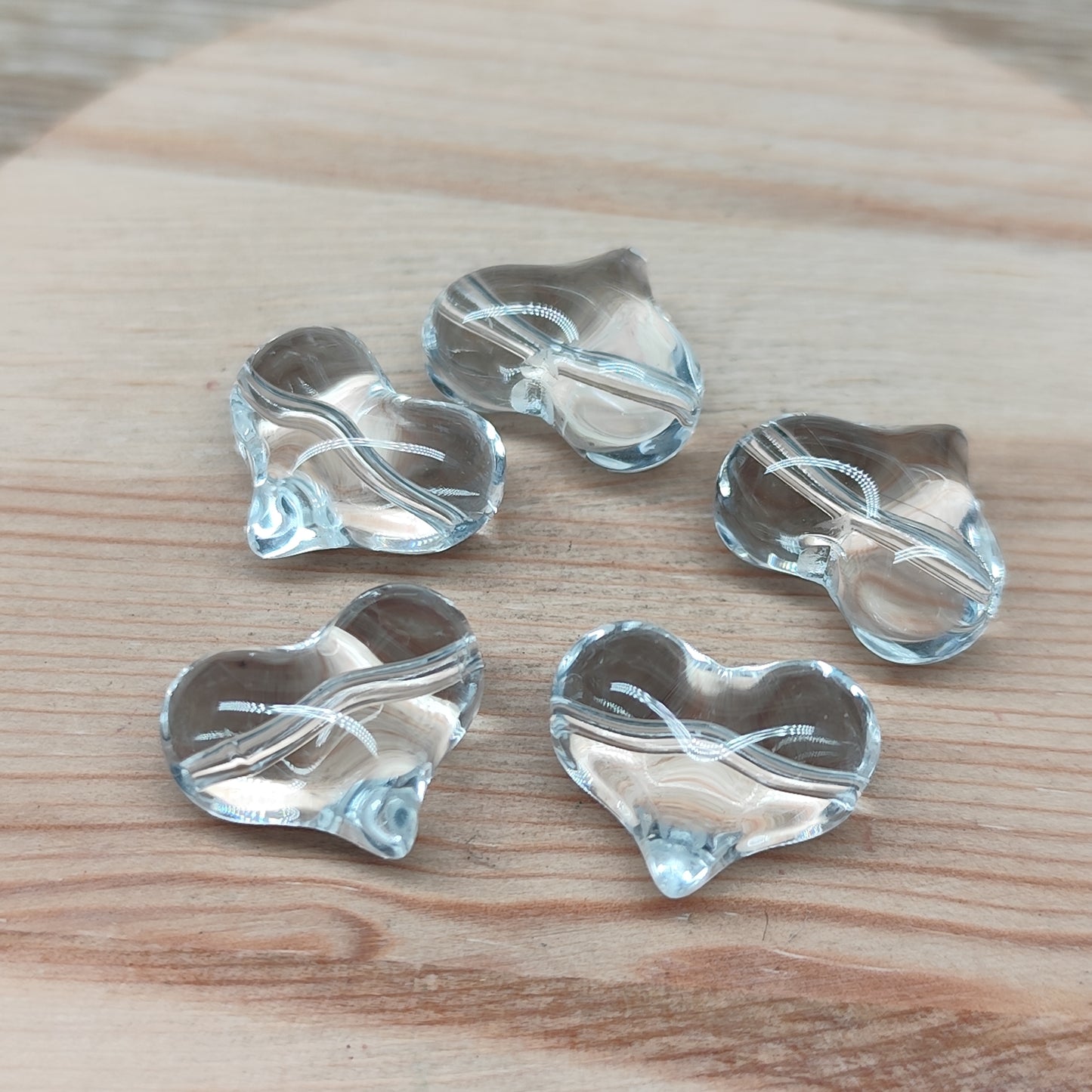 Perle coeur en verre - 17 mm – lot de 5