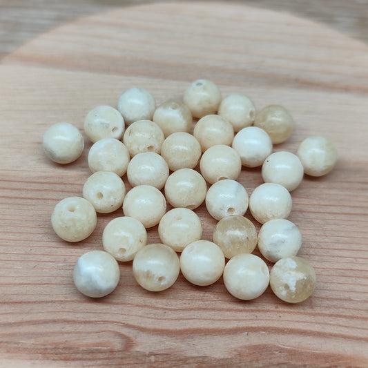 Calcite jaune – perles naturelles 6,5 mm – lot de 30