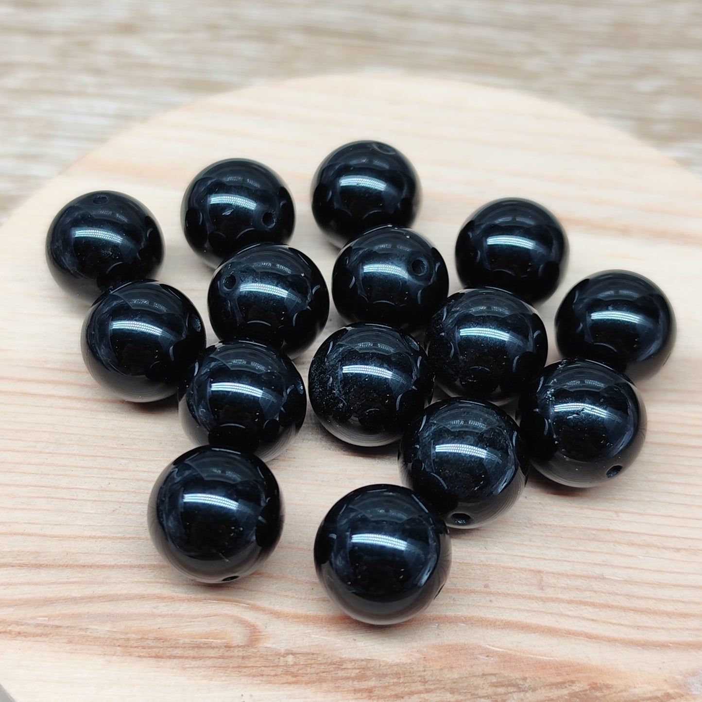 Obsidienne noire – perles naturelles 12 mm – lot de 15