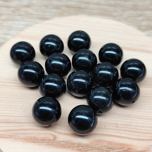 Obsidienne noire – perles naturelles 12 mm – lot de 15