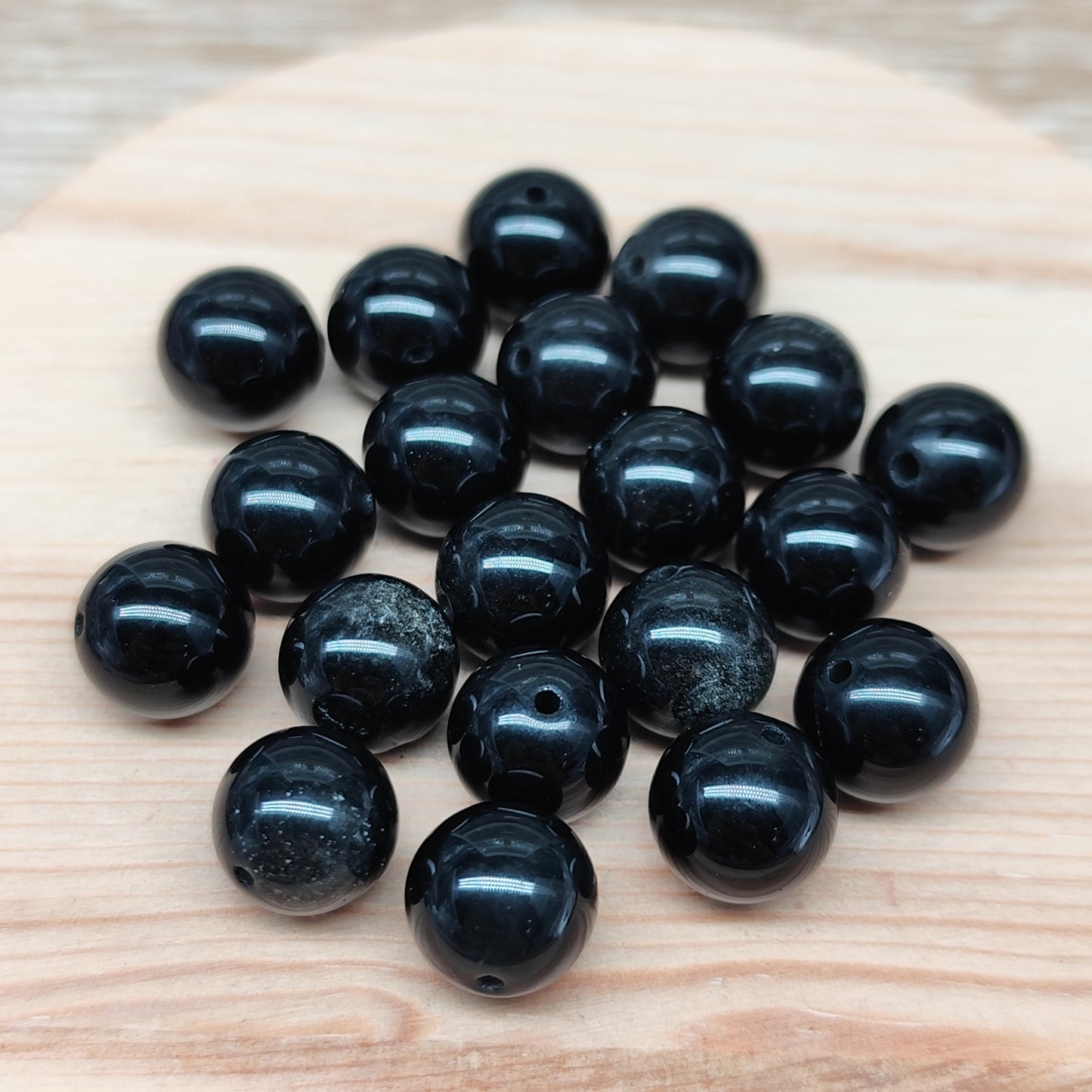 Obsidienne noire – perles naturelles 10 mm – lot de 20