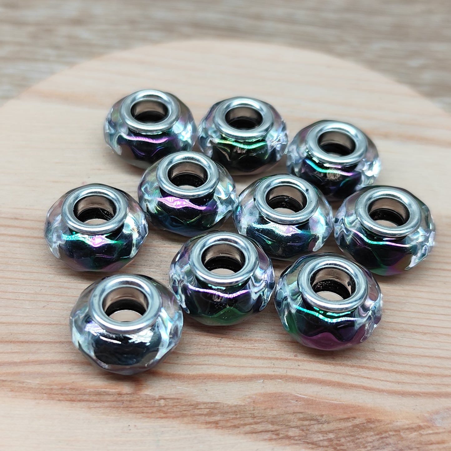 Perle acrylique et métal – 15 mm - lot de 10