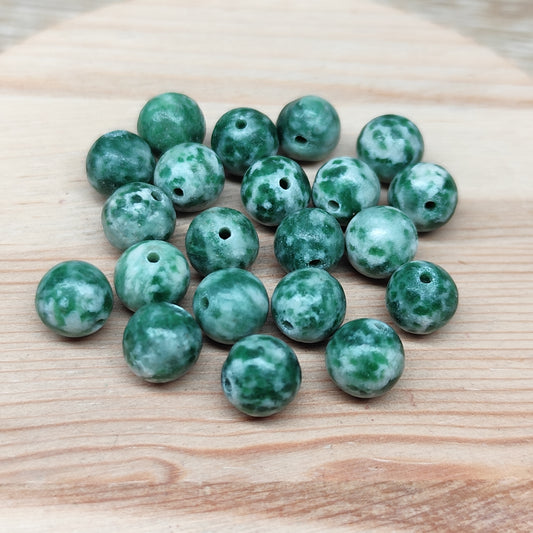 Jaspe vert Qinhai  – perles naturelles 8 mm – lot de 20