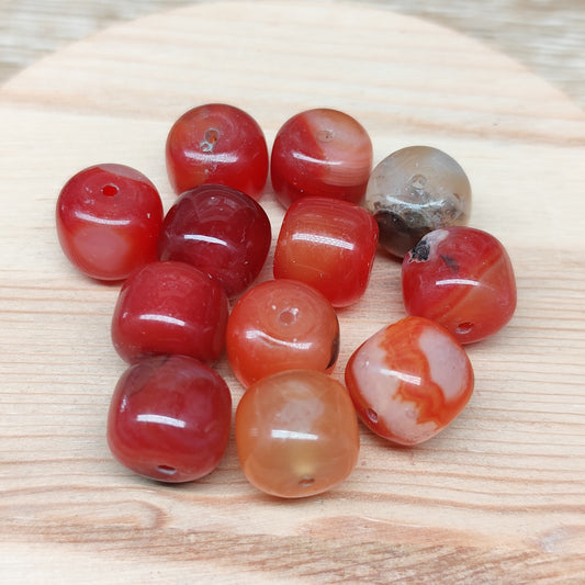 Agate rouge – perles naturelles 12 mm – lot de 10