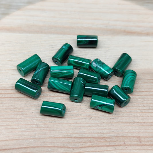 Malachite cylindre – perles naturelles 4,5 mm – lot de 16