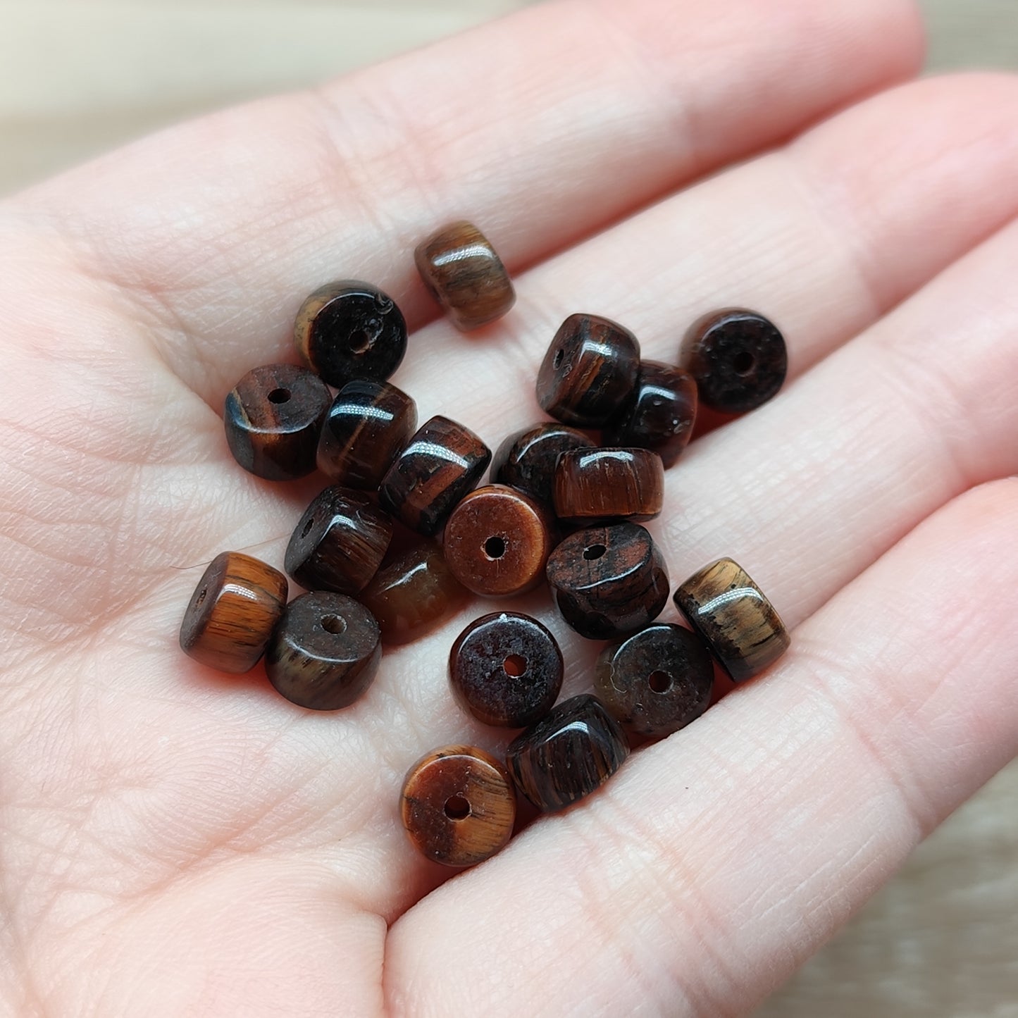 Œil de tigre donut – perles naturelles 7 mm – lot de 20
