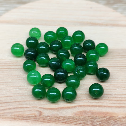 Calcédoine verte – perles naturelles teintées 6,5 mm – lot de 30