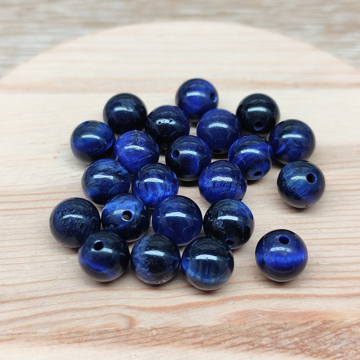 Œil de tigre bleu – perles naturelles teintées 8 mm – lot de 20