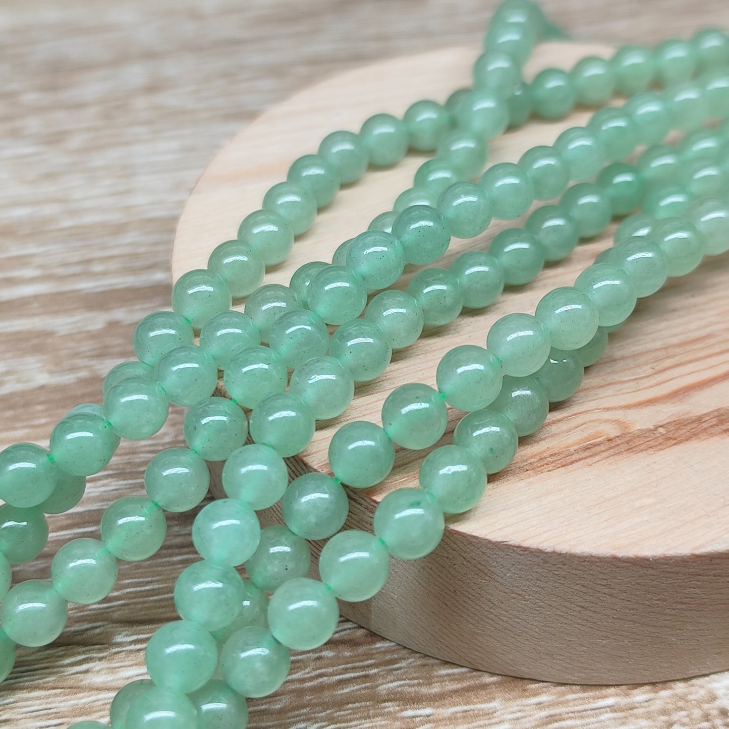Aventurine verte – perles naturelles 6,5 mm – 1 fil entier
