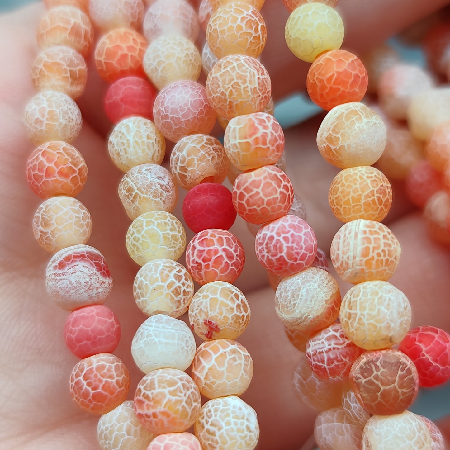 Agate veines de dragon orange – perles naturelles teintées 6 mm – 1 fil entier