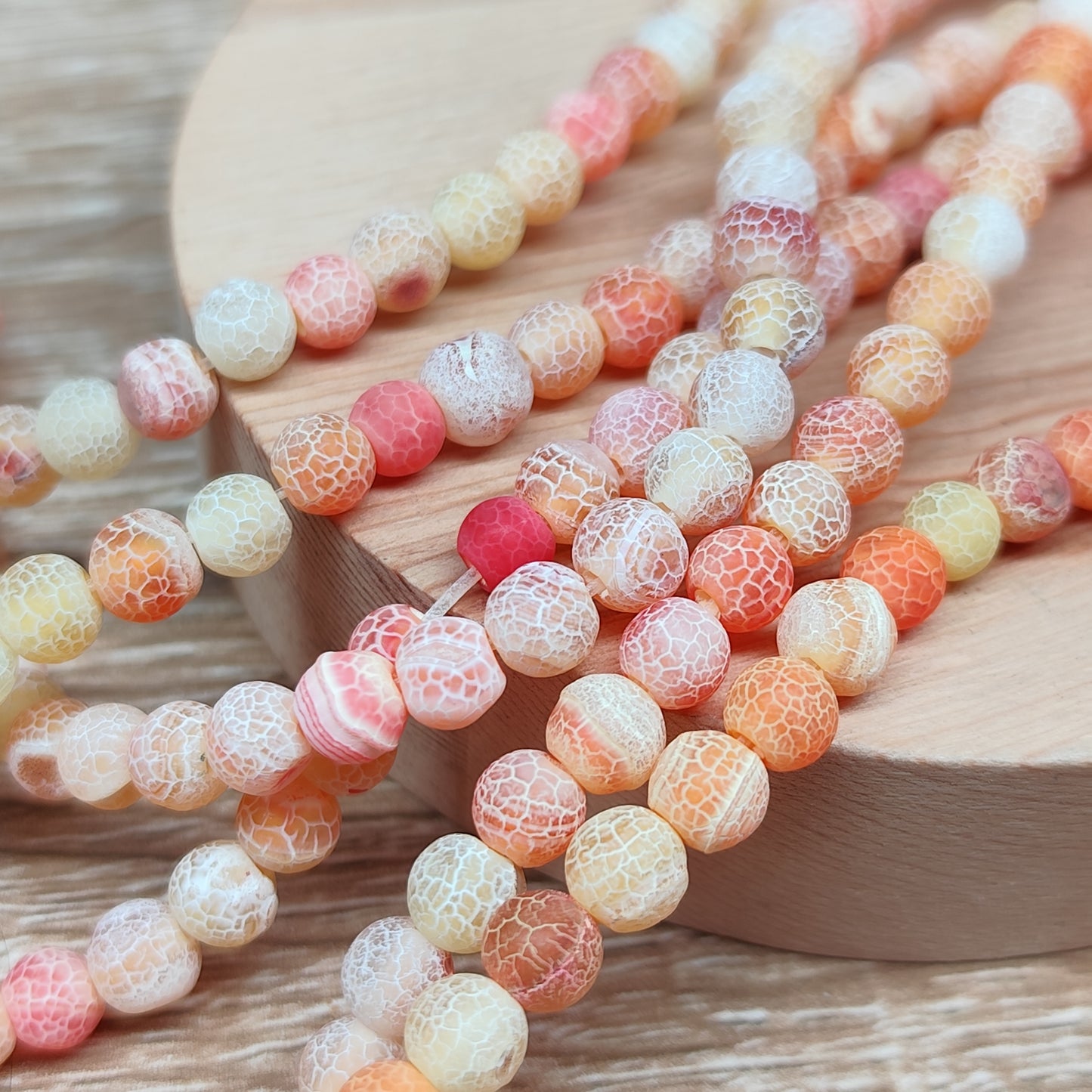 Agate veines de dragon orange – perles naturelles teintées 6 mm – 1 fil entier