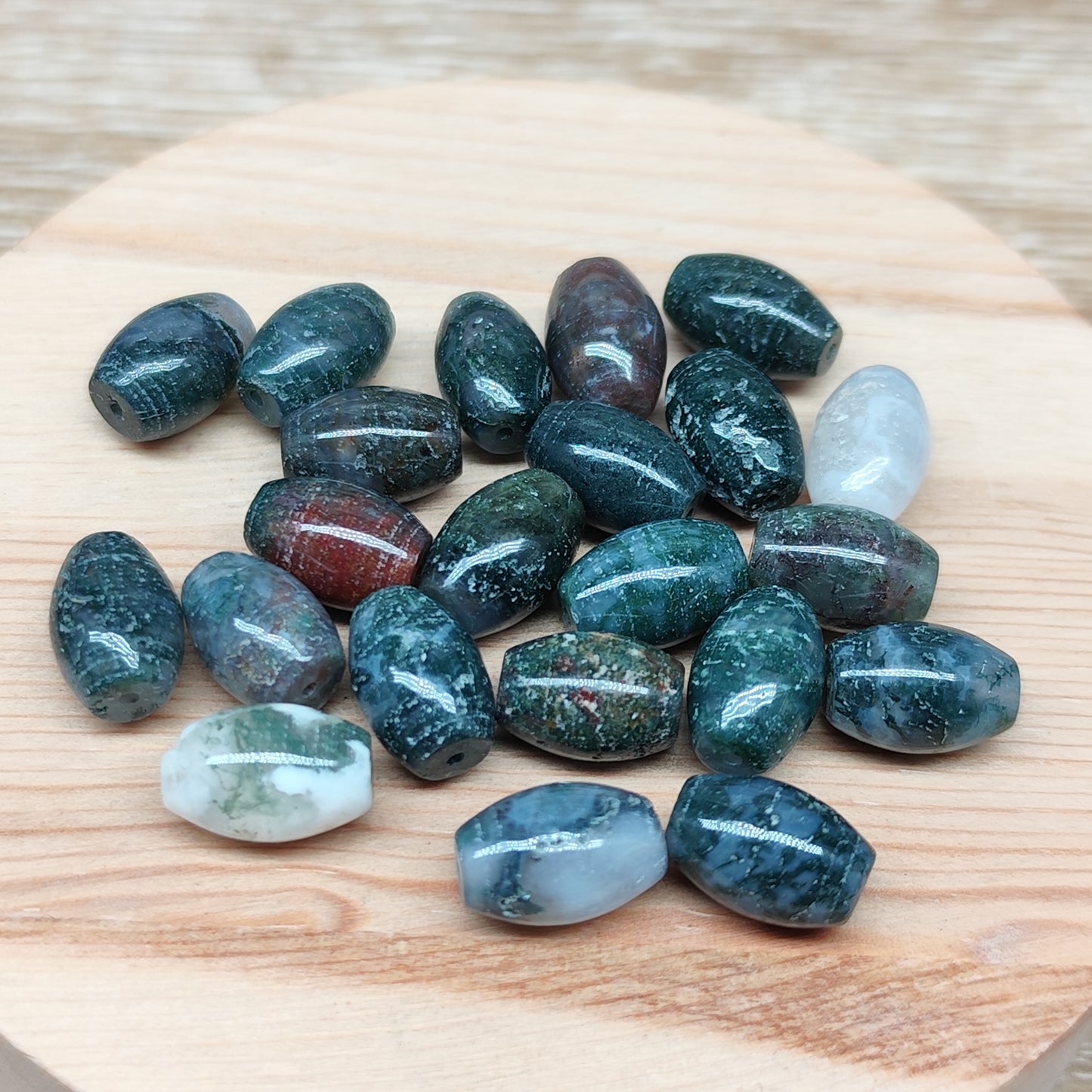 Agate mousse riz – perles naturelles 8 mm – lot de 20