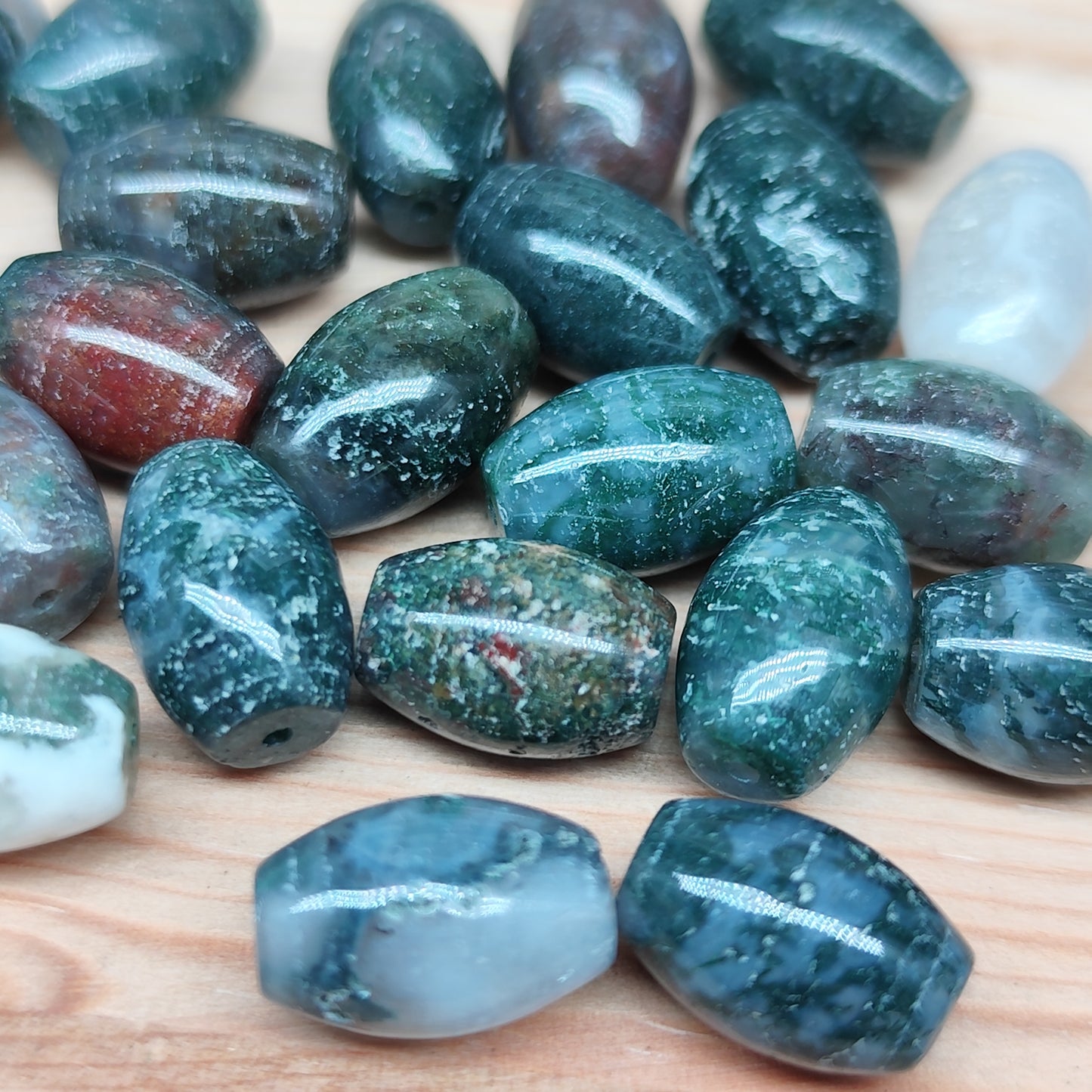 Agate mousse riz – perles naturelles 8 mm – lot de 20