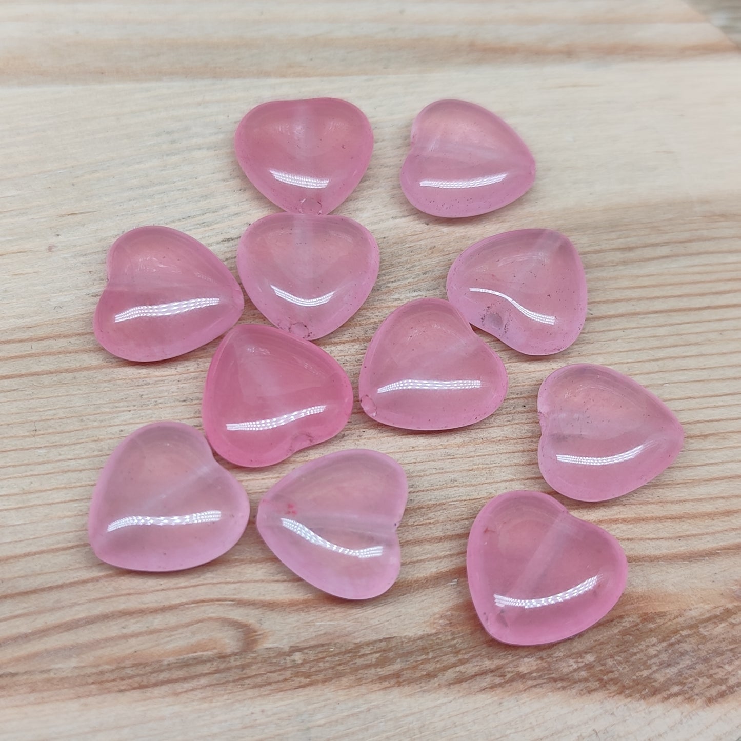 Quartzite rose coeur – perles naturelles teintées 12 mm – lot de 10