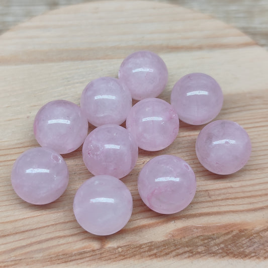 Quartz rose – perles naturelles teintées 12,5 mm – lot de 10