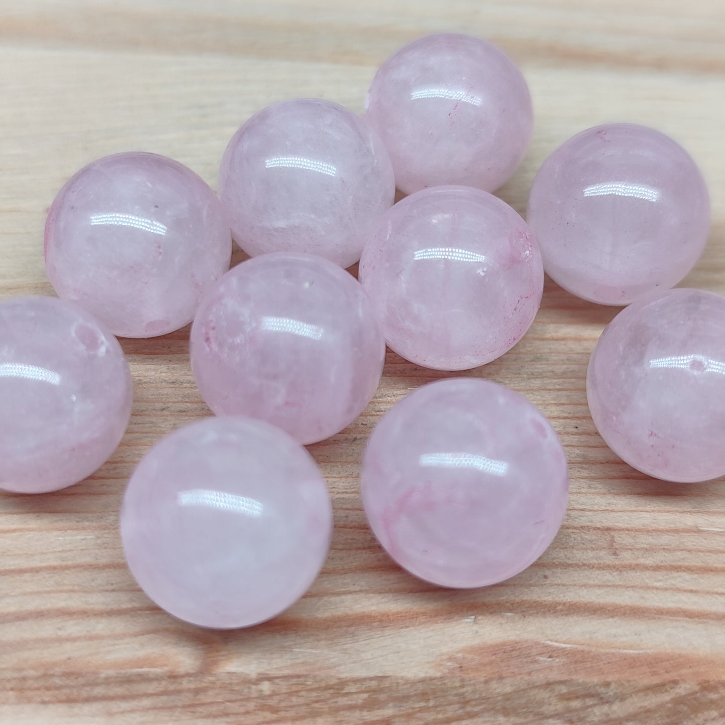 Quartz rose – perles naturelles teintées 12,5 mm – lot de 10