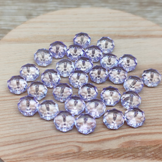 Perle plate verre facetté violet 7,5 mm – lot de 30
