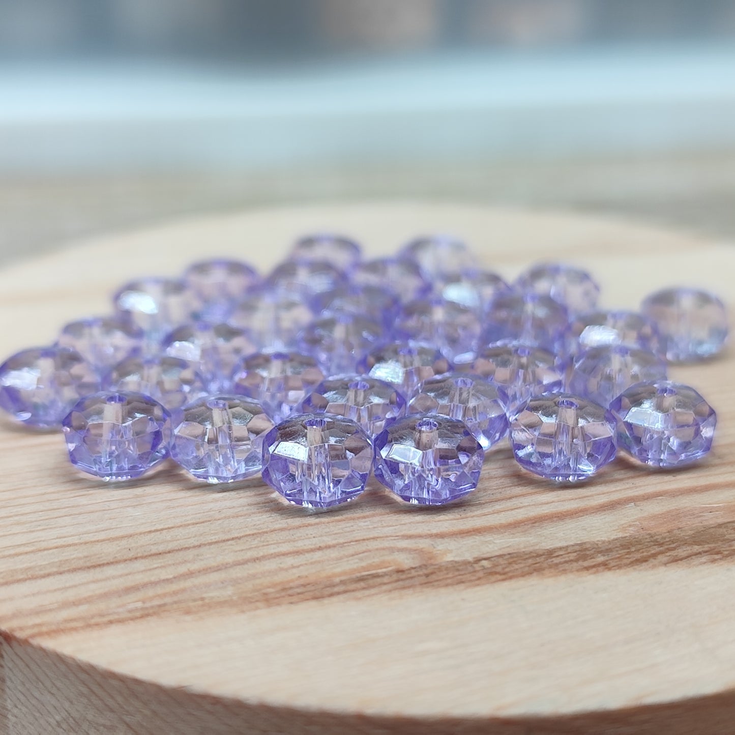 Perle plate verre facetté violet 7,5 mm – lot de 30