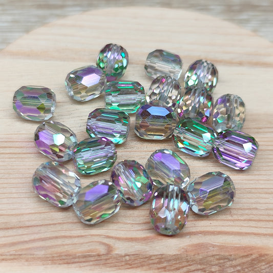 Perle cylindre verre facetté fumé 8 mm – lot de 20