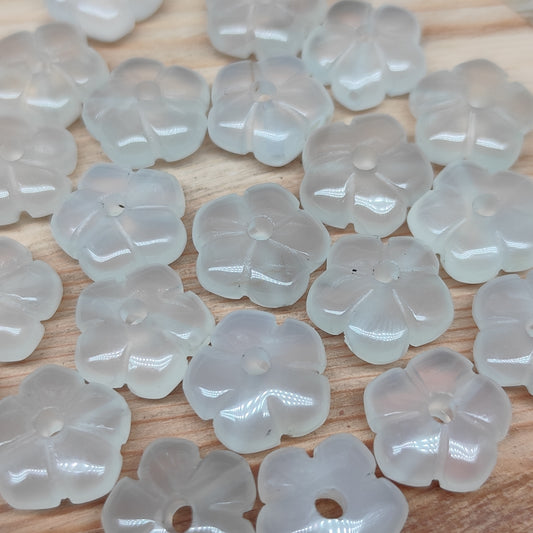 Agate blanche fleur – perle naturelle 14 mm – 1 pièce