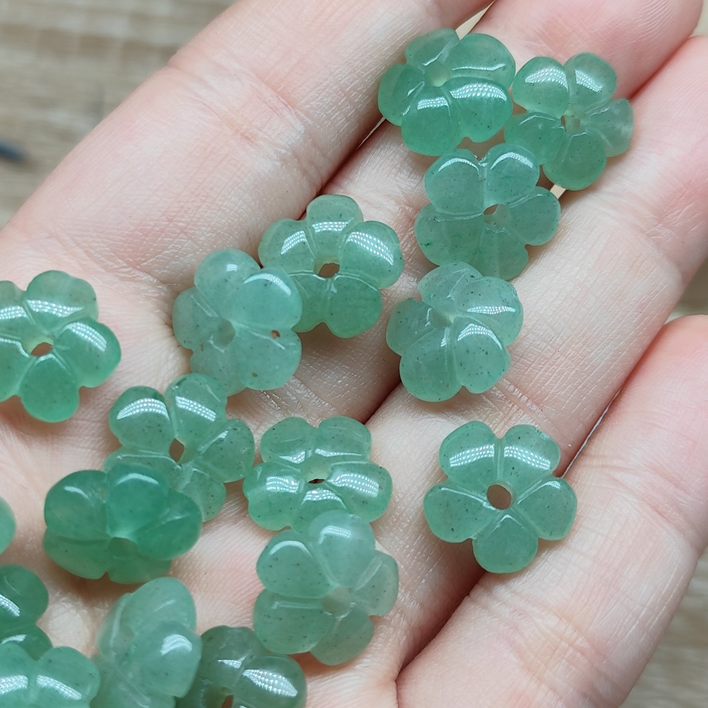 Aventurine verte fleur – perle naturelle 14 mm – 1 pièce