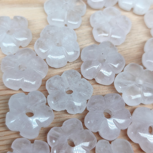 Quartz rose fleur – perle naturelle 14 mm – 1 pièce