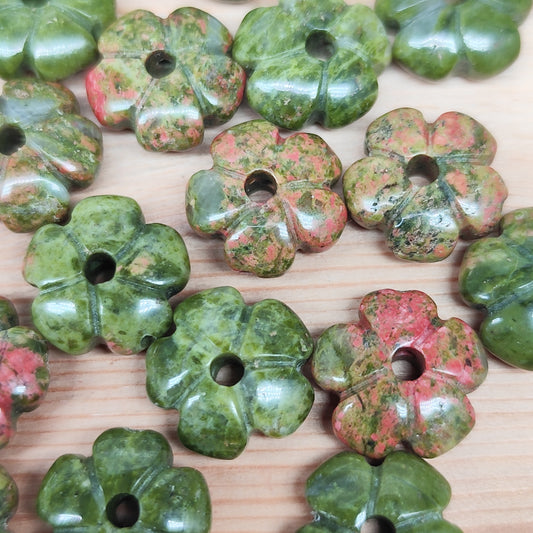 Unakite fleur – perle naturelle 14 mm – 1 pièce
