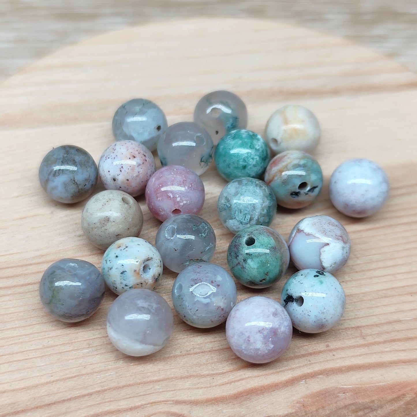 Agate indienne – perles naturelles 8 mm – lot de 20