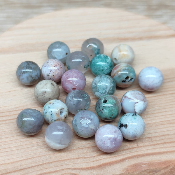 Agate indienne – perles naturelles 8 mm – lot de 20