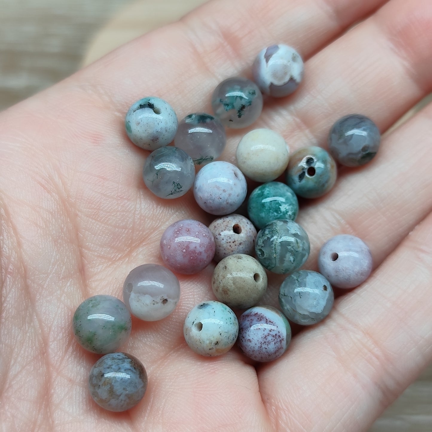 Agate indienne – perles naturelles 8 mm – lot de 20