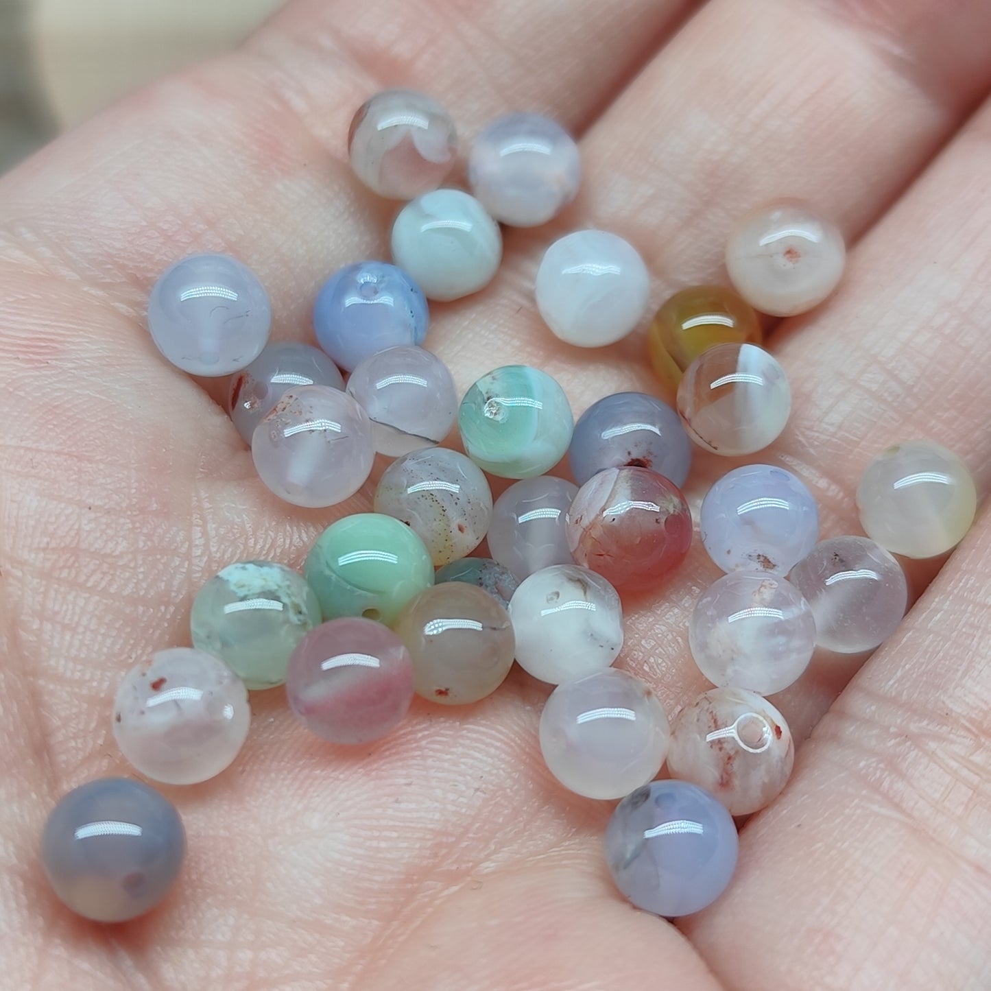 Agate YanYuan - perles naturelles 6 mm – lot de 30