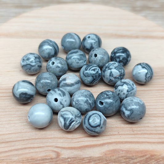 Jaspe Picasso – perles naturelles 8,5 mm – lot de 20