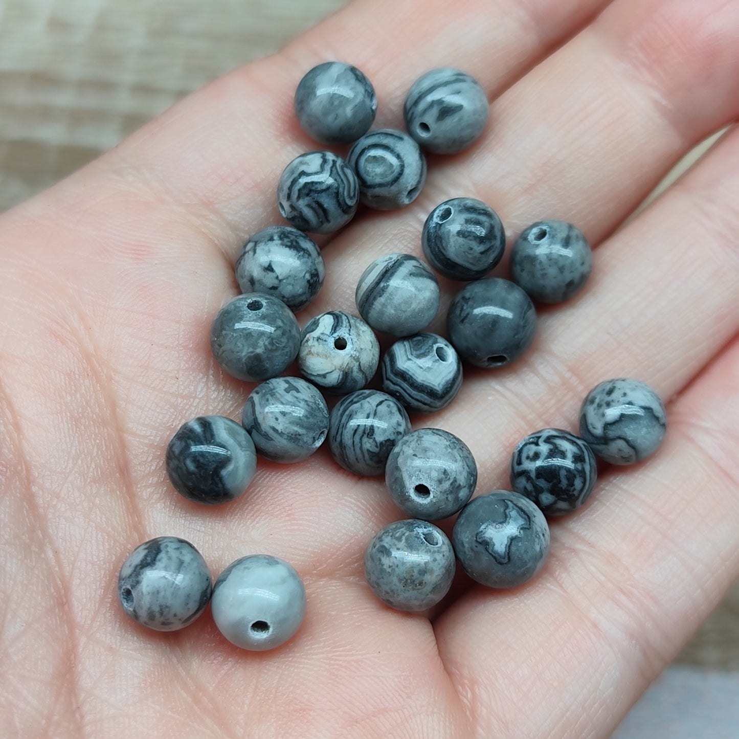 Jaspe Picasso – perles naturelles 8,5 mm – lot de 20